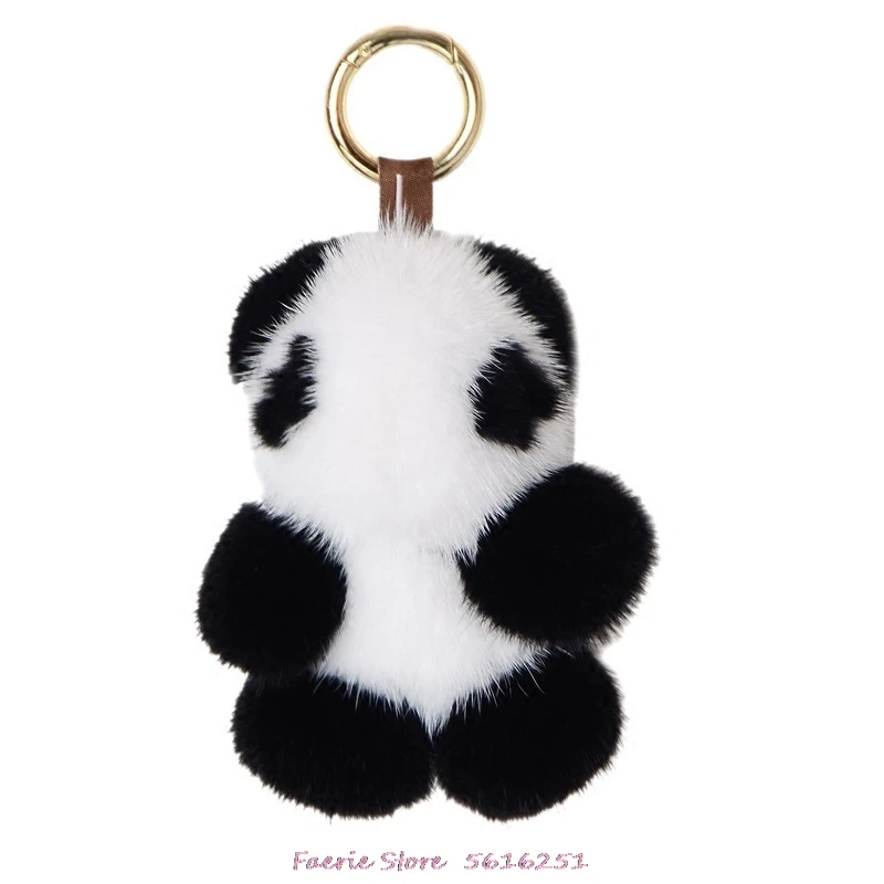 

Mini Mink Small Panda Keychain Fur Pendant Keyring Jewelry Bag Accessories Key Chain Pendant Cute Woman