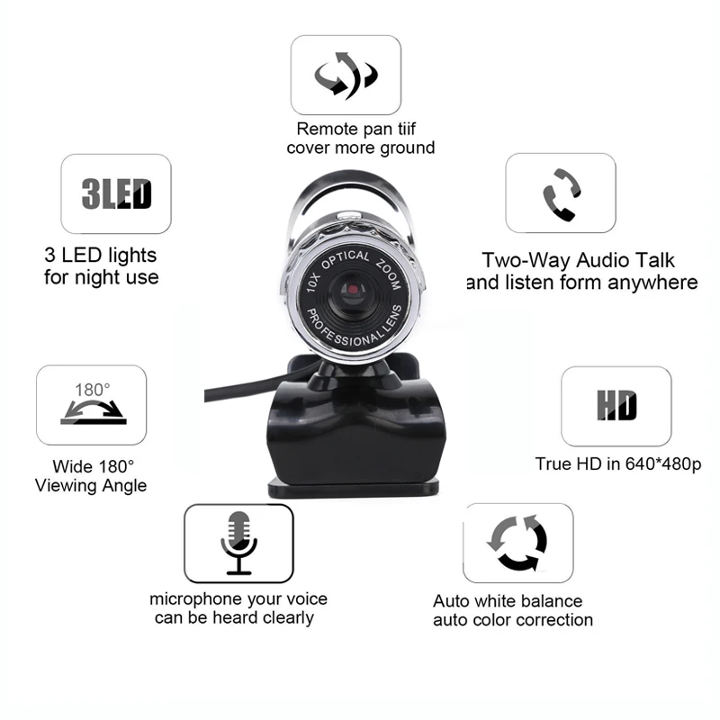Веб камера высокой четкости USB HD веб с микро клипсой на 360 градусов для Skype