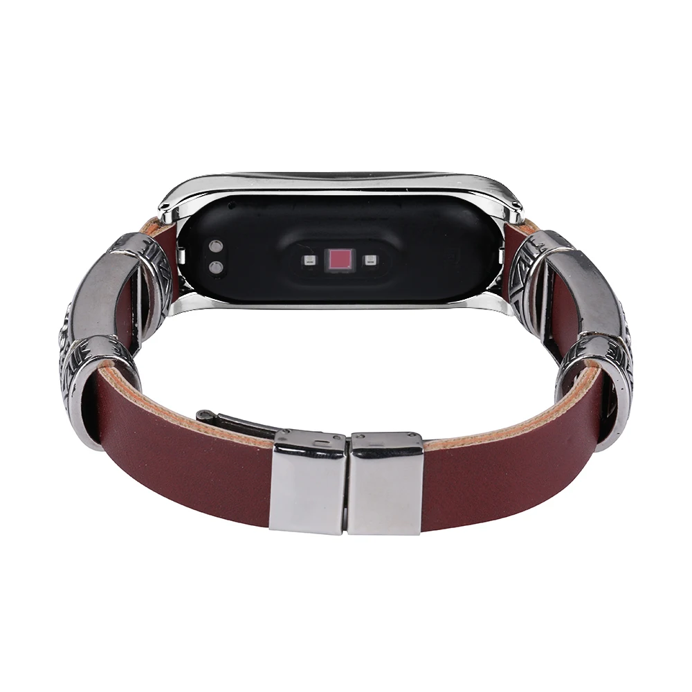 Ремешок на запястье для Xiaomi mi Band 4 и mi Band 3 металл+ кожа DIY браслет для mi Band 4/mi 3 браслет умные часы аксессуары