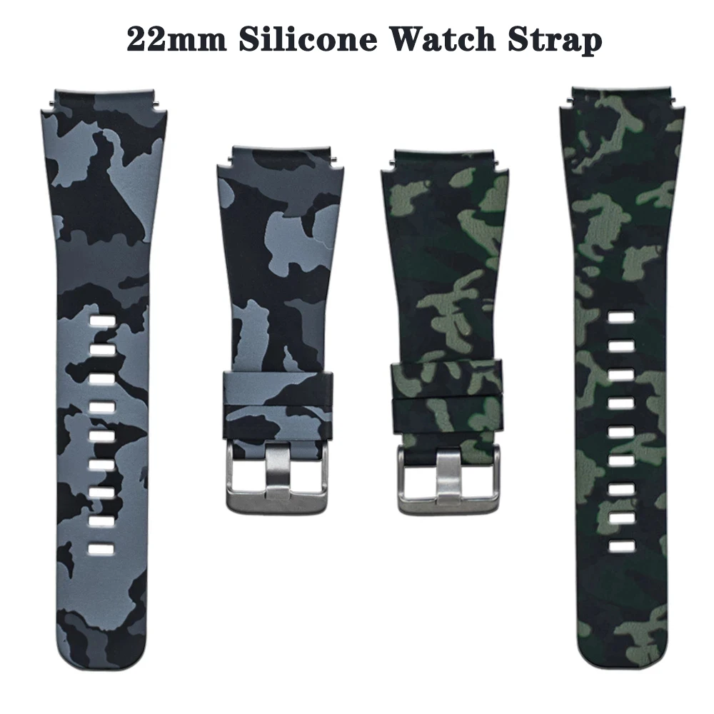 

Ремешок силиконовый для Samsung Galaxy Watch 3, браслет с камуфляжным принтом для Huawei Watch GT 2e/2, 22 мм, 45 мм 46 мм