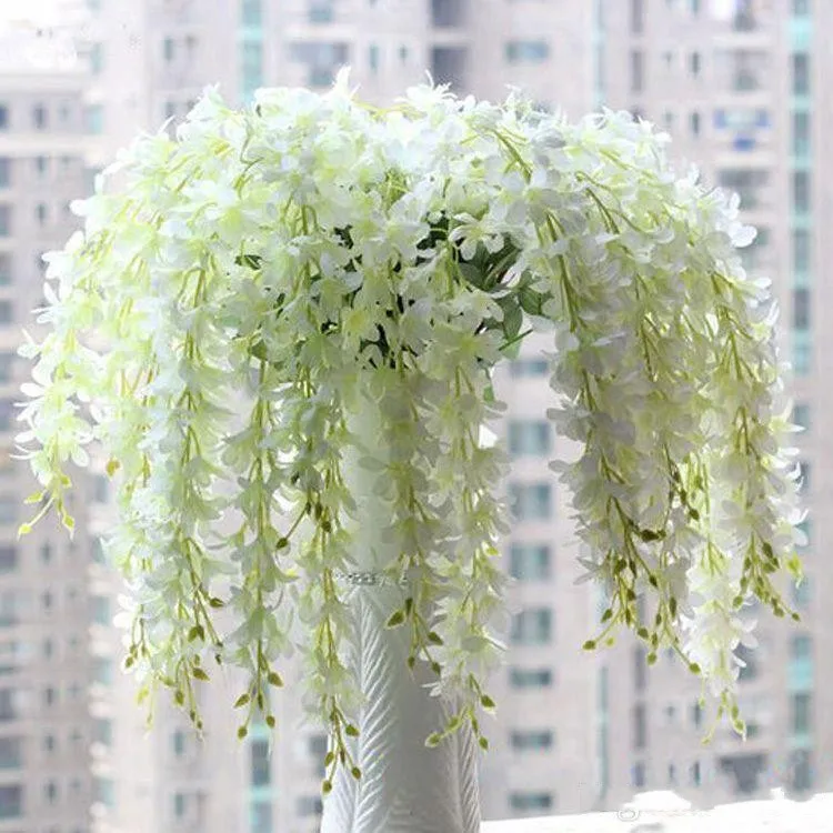 Goedkoop Vijf Takken Elk Boeket Kunstmatige Opknoping Orchideeën Planten Nep Zijde Bloem Wijnstok 5 Kleur Voor Wedding Achtergrond Party Decoratie