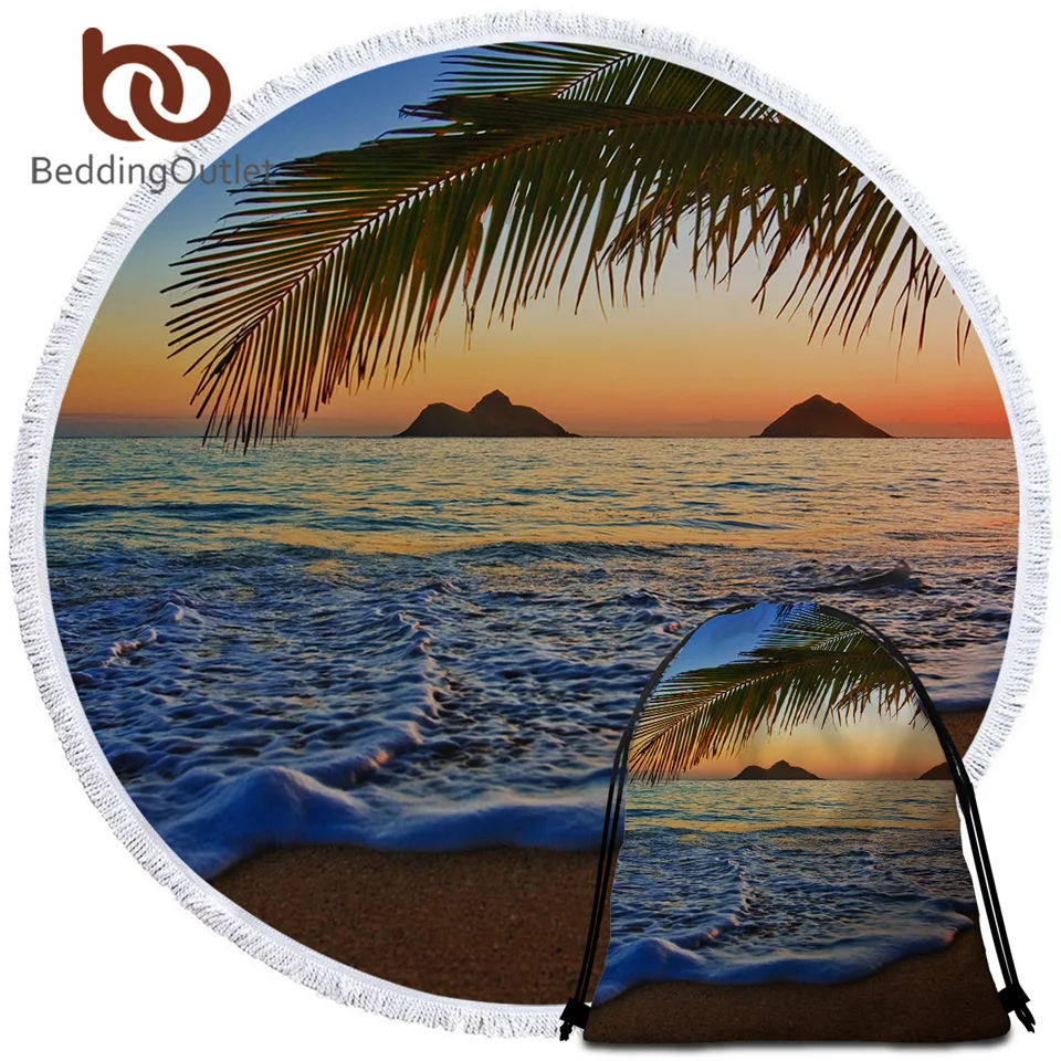 BeddingOutlet пляжное полотенце с 3D-принтом заката круглое летнее одеяло из микрофибры
