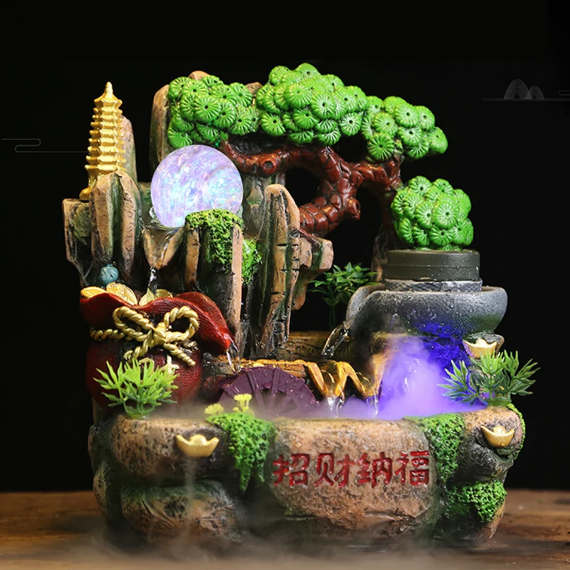 220V Feng Shui скала фонтан комнатная столешница водопад фонтаны рабочем столе Lucky