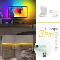l shape 3 pin led light strip connector set for connecting corner right angle 5050 smd rgb rgbw 3528 2812 led strip