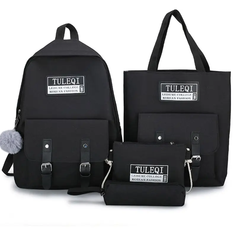 

2020 Popular 4pcs Canvas Backpack School Bookbags Daypack Handbag Shoulder Bag Pencil Case