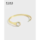 F.I.N.S лаконичный геометрический браслет в форме дуги из стерлингового серебра 925 пробы, браслет на запястье с круглым агатом, серебряный браслет на запястье