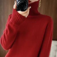 autumn and winter sale 100 pure wool sweater womens turtleneck pullover loose versatile and fashionable basic knitted sweater
