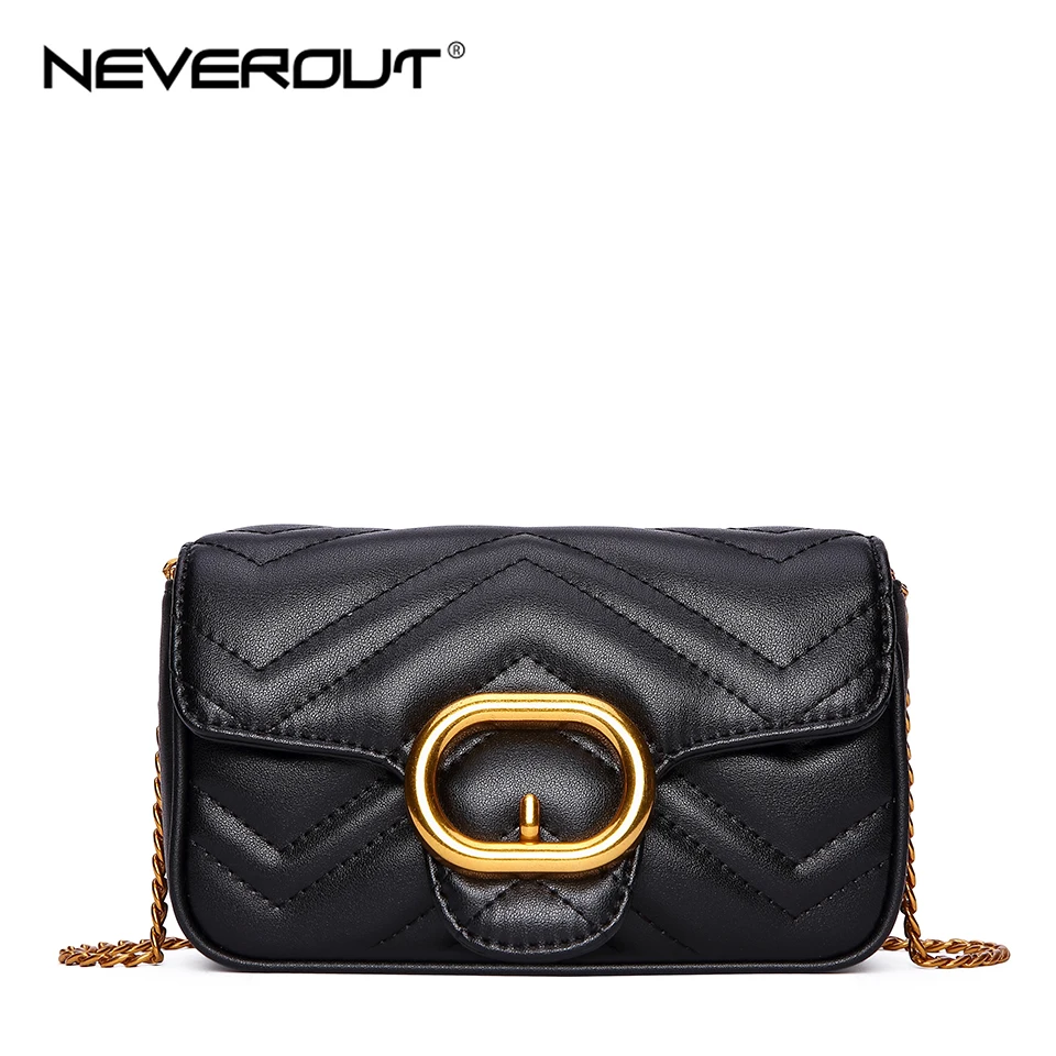 Женские мини сумки NEVEROUT стеганые на плечо из сплит кожи маленькая сумка через