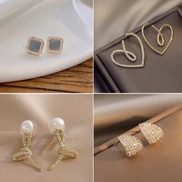 exaggerated full crystal earrings hollow asymmetry heart earrings for women fashion korean jewelry luxury sexy earrings