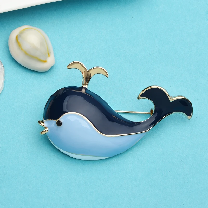 

Wuli&baby Blue Enamel Dolphin Fish Brooches For Women Party Casual Brooch Pins Gifts