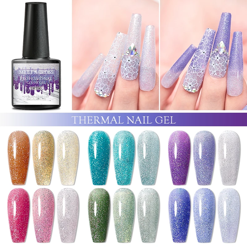 8ML Thermal Nail Polish Shiny Sequins Effect Color Change Gel Varnishes All For Manicure Nails Art UV Semi Permanent Gellak - купить по