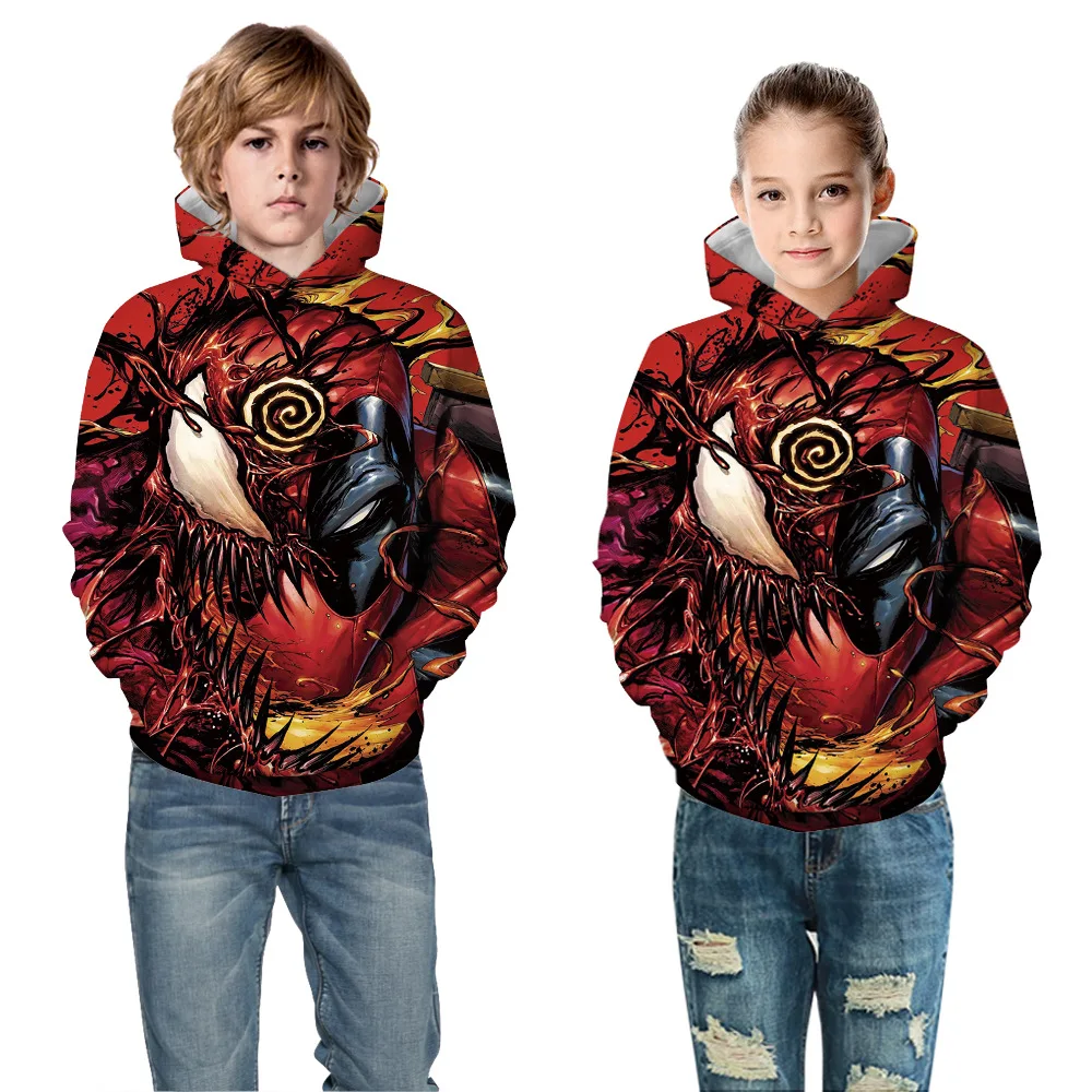 Autumn Winter Children's Hoodies Coat 5-14y Boys Girls Hooded Sweats Kids Superhero Printed Sweatshirts Child Sport Top Pullover
