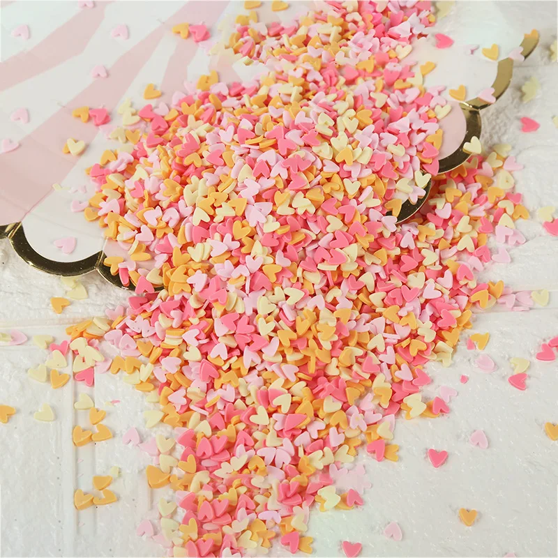 100g/lot Fimo Polymer Clay Sprinkles for Slime Heart Round Snowflake Star Slices Fake Cake Dessert Decoration DIY Nail Art Craft