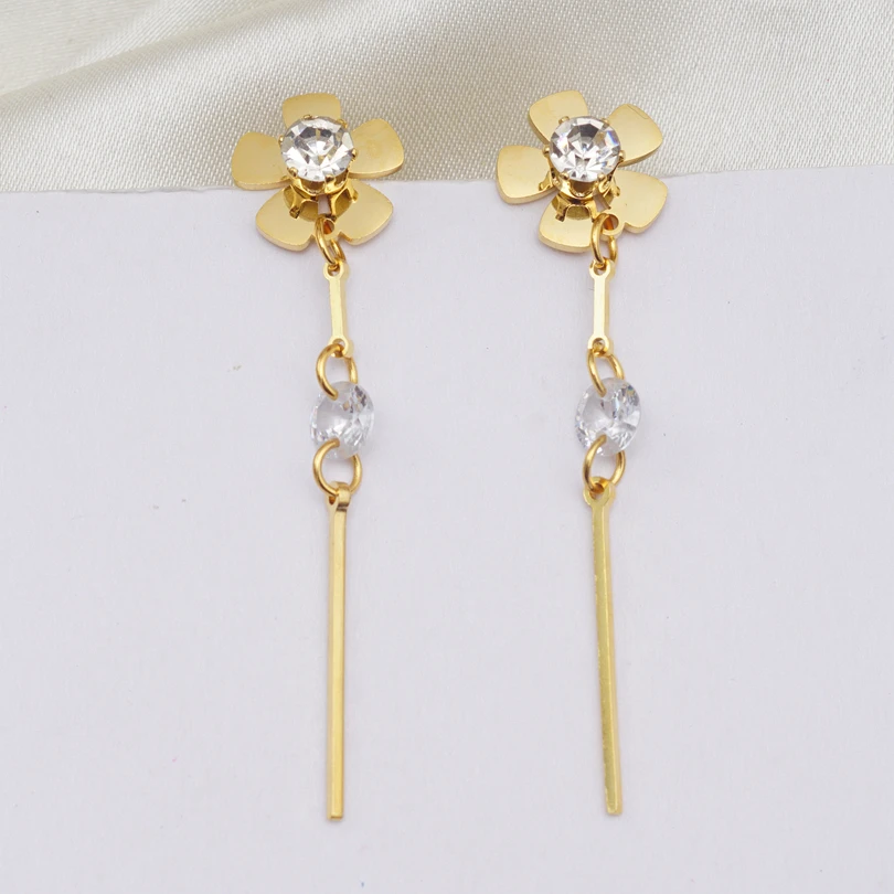 Модные корейские серьги в виде цветов длинные геометрические Стразы круглые