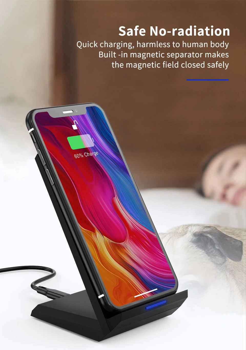 Coolreall Qi Беспроводное зарядное устройство Подставка для iPhone X XS 8 XR samsung S9 S10 S8 S10E 15 Вт быстрая Беспроводная зарядная станция зарядное устройство для телефона