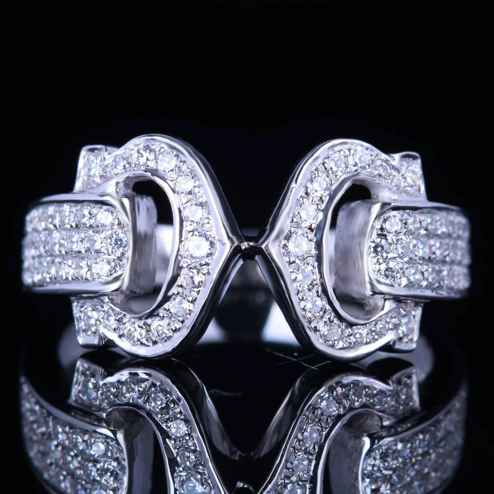 BAIHE Твердое 14 к белое золото(AU585) 0.61CT сертифицировано H/SI AAA класс кубического циркония круглые свадебные женские модные ювелирные изделия кольцо - Цвет камня: White Gold