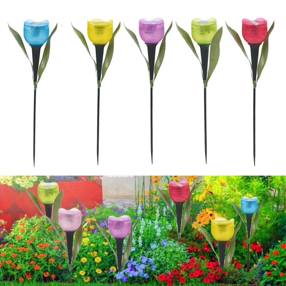 

1Pcs Garden Tulip Flower Shape LED Solar Powered Waterproof Tube Lawn Lights Standing Decor for Yard Outdoor Party NEWEST