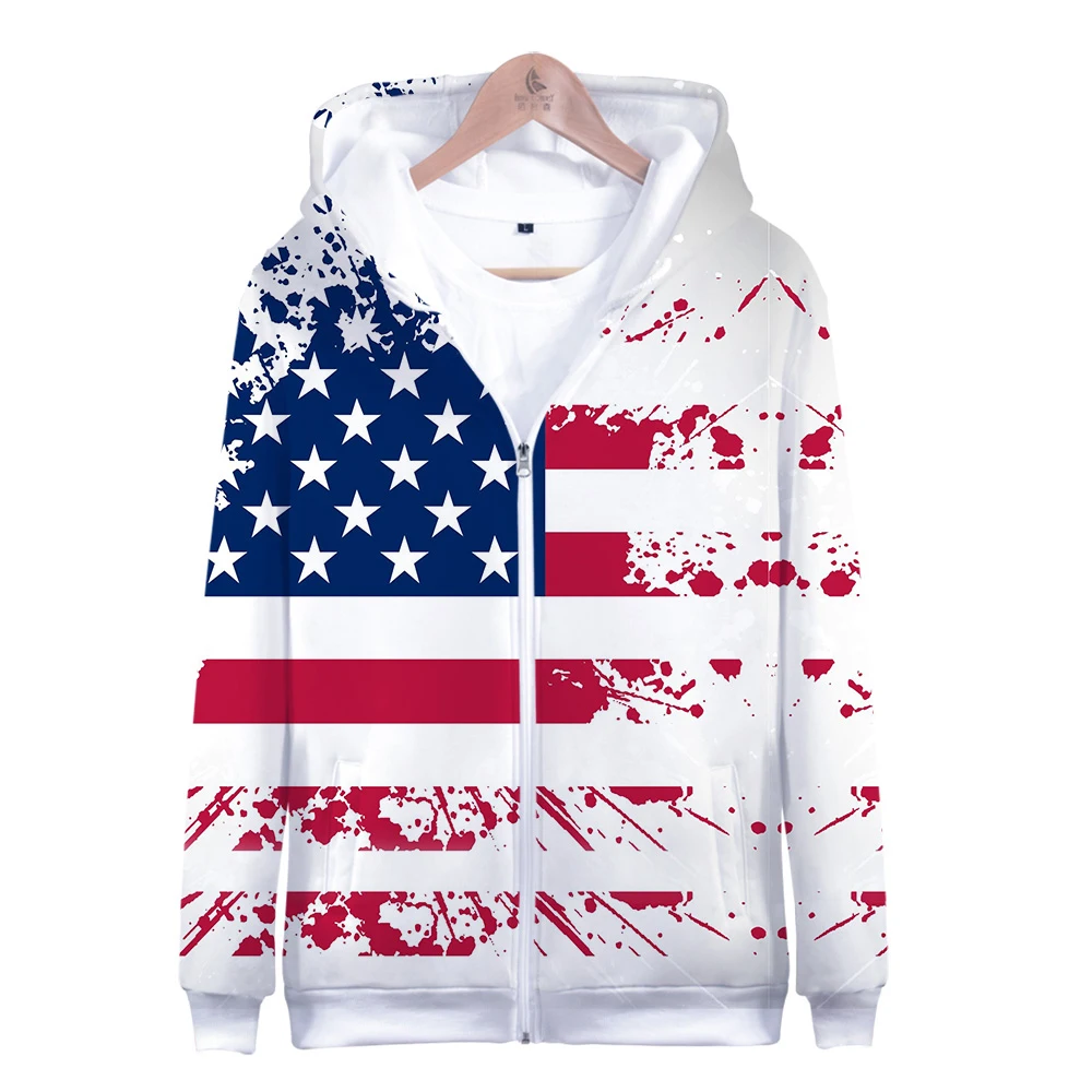 Independence Day Zipper Hoodies Men New Fashion Fourth of July Hoodie Sweatshirts 3D Hooded Casual Tops | Мужская одежда