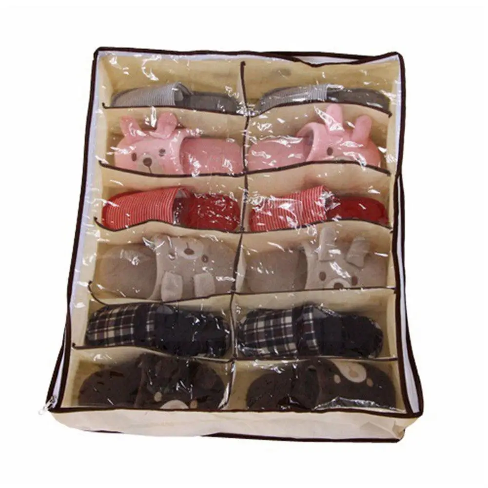 

12 Grid Storage Holder Box Container Closet Organizer Storer Storage Box Shoes Non-woven I8v2
