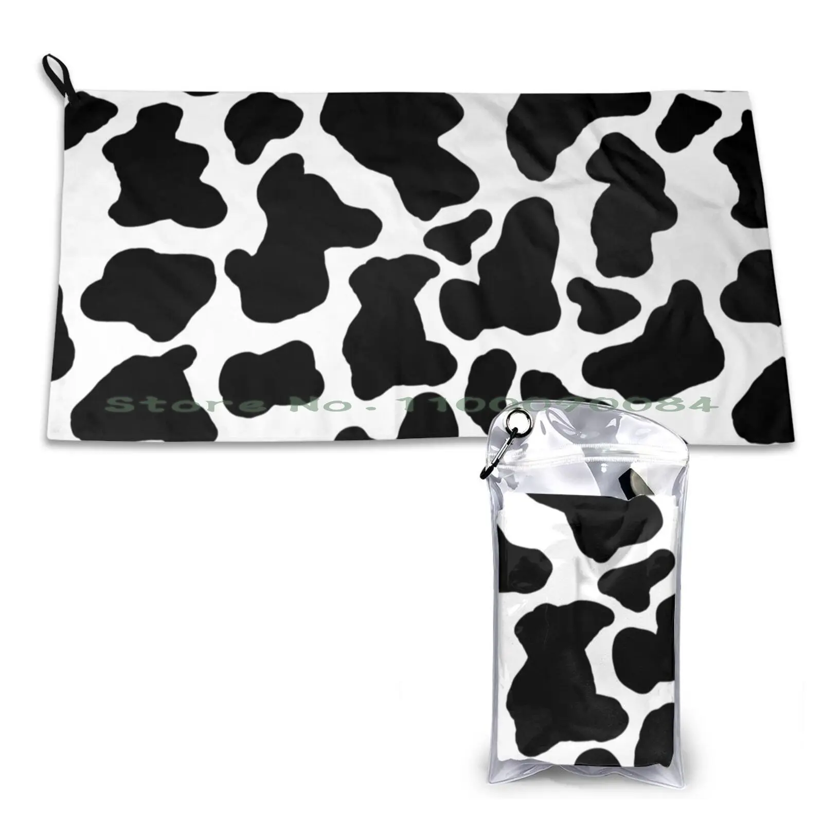

Быстросохнущее полотенце в виде белой коровы для спортзала, ванны, портативное черно-белое быстросохнущее полотенце с узорами Choco для домаш...