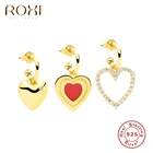 Женские серьги-гвоздики в форме сердца ROXI, из стерлингового серебра 925 пробы, подарок на свадьбу или день рождения, 925