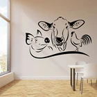 Виниловая наклейка на стену для украшения кухни, с изображением фермы, животных, коровы, свиньи, петуха, дома, домашних животных, настенные украшения для ресторана, плакаты A484