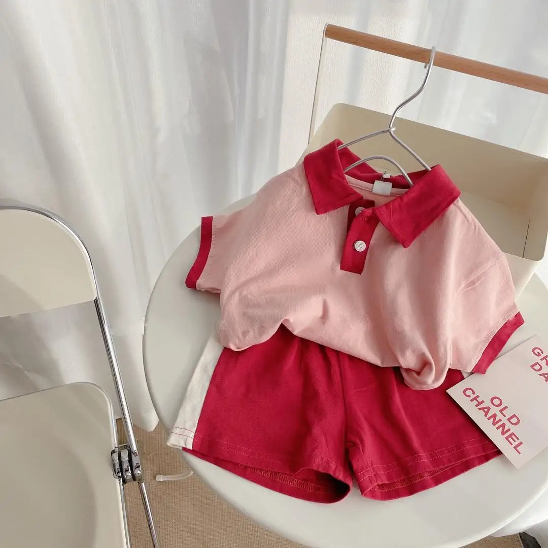 

Children'S College Style Casual Suit Male And Female Baby 2021 Summer New Two-Button Short-Sleeved Shorts Two-Piece Tide