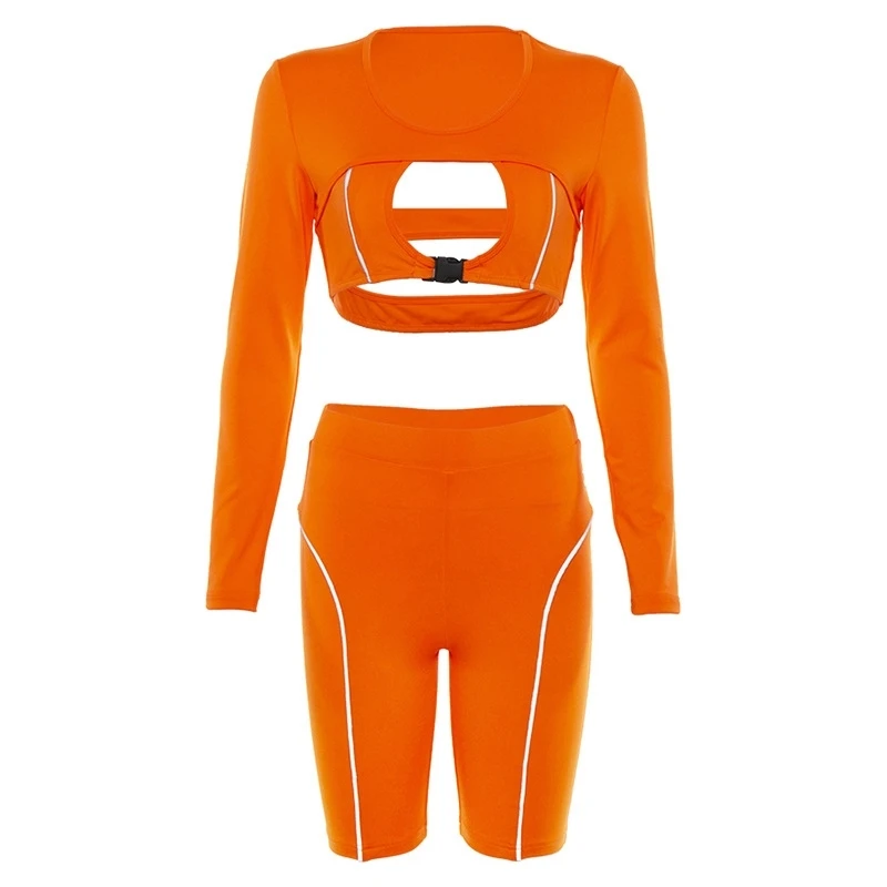 

2021 spring new women's sexy hollow out reflective splicing sports suit