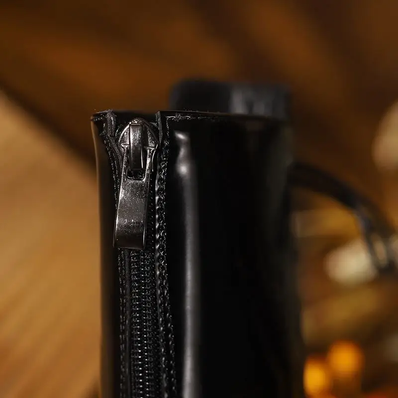 

ALLBITEFO Square Toe Lcae-up Design Genuine Leather Ankle Boots Thick Heel Fashion High Heel Boots Shoes Autumn Women Boots