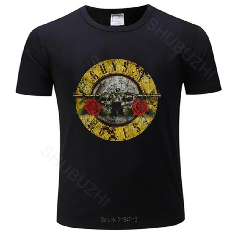 Черная Мужская футболка с круглым вырезом Guns N Roses Bullet Logo новая летняя хлопковая
