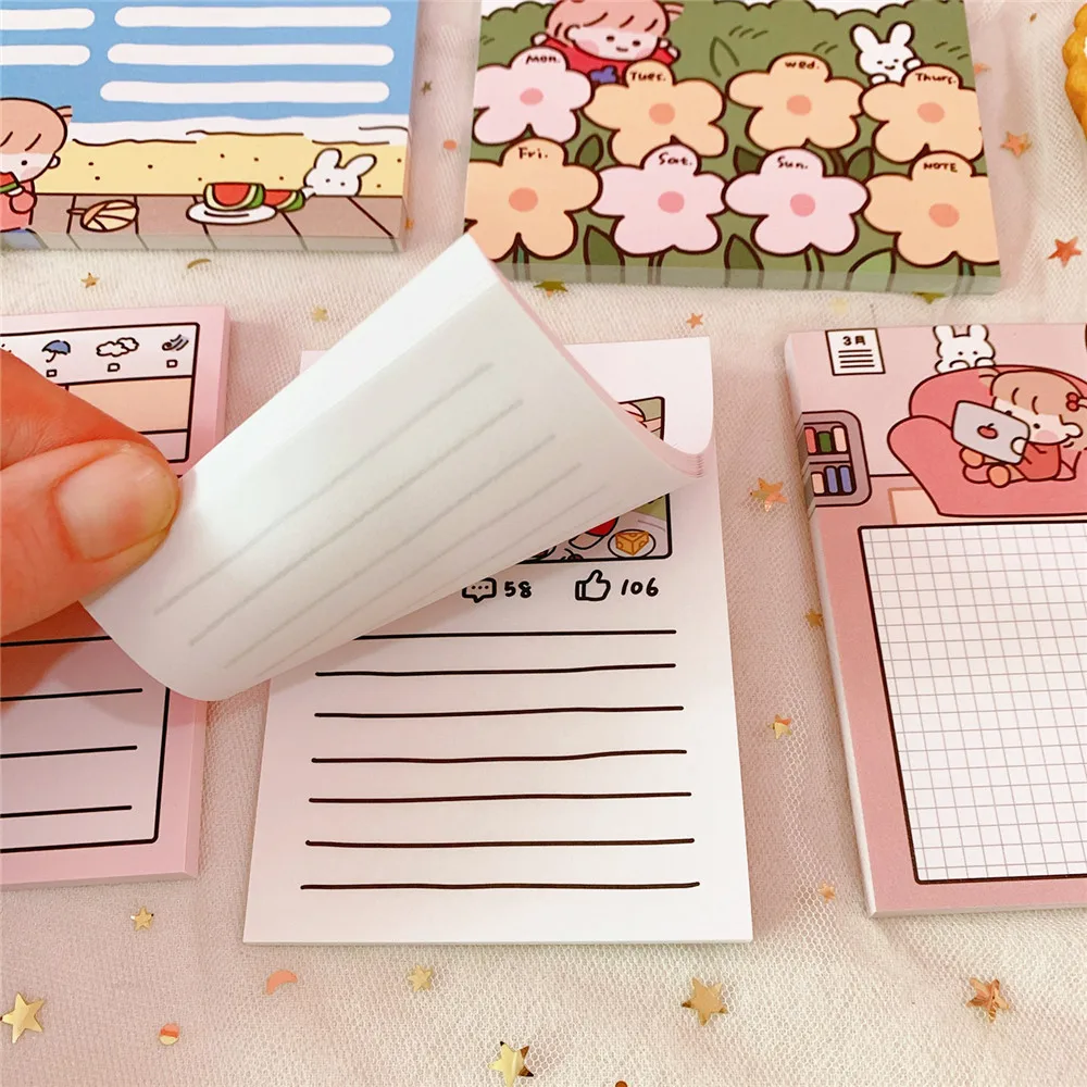 Блокнот SIXONE в стиле Ins для заметок с милыми мультяшными девушками 50 листов