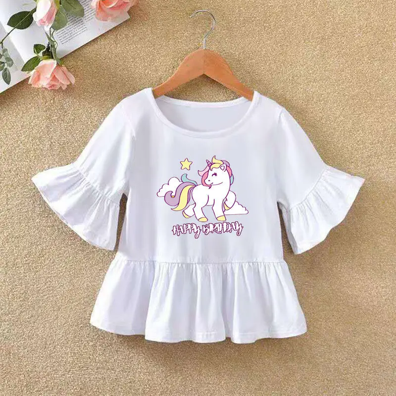 

VIDMID new Baby Girls short Sleeve T-shirt cotton Cartoon t-shirts Baby Girls Tops T-shirt summer Children unicorn Clothing P72