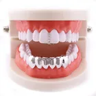 В стиле хип-хоп зубы гриль для унисекс верхней и нижней открытым носком; Цвет золотистый, серебристый Цвет зубы грили для зубов съемный зубной, модное ювелирное изделие