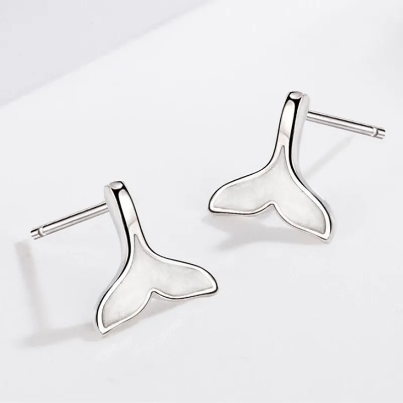 

925 Sterling Silver Mermaid Piercing Stud Earrings For Women Girls Party Birthday Fashion Personality Jewelry eh1839