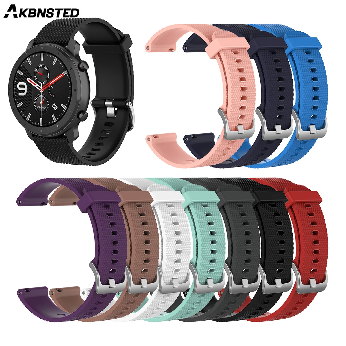 

AKBNSTED For Xiaomi Huami Amazfit GTR 47mm/42mm Colorful Silicones Watch Strap For Huami Amazfit Wristband Replace Accessories