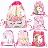 6122430pcs unicorn drawstring bag for girls travel storage package cartoon school backpacks children birthday party favors