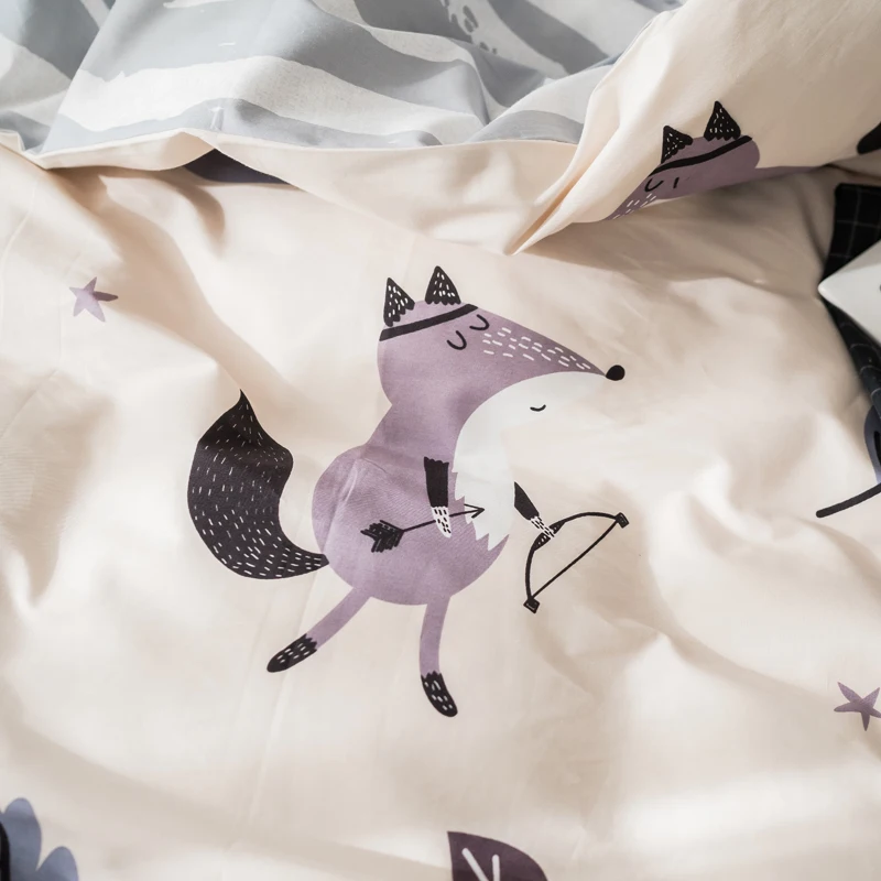 Постельное белье с принтом лисы из мультфильма двуспальный комплект постельного