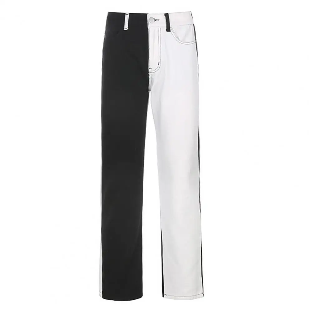 

80% HOT SALESï¼ï¼ï¼Women Color Block Pockets High Waist Jeans Skinny Trousers Jeans Denim Pants