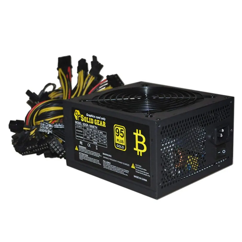 

1800W PC Power Supply 1800W ATX PSU for RX470 RX580 RX570 RX560 Pico PSU Asic Bitcoin Miner ATX Mining Machine Support 6 GPU