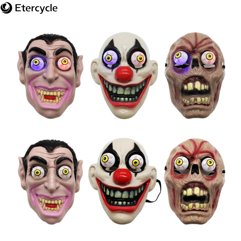 Ужас клоун светодиодный маска вампира пластик с флэш-светильник ПВХ реквизит