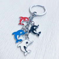 fashion new keyring keychain silver couple chaveiros cartoon color dolphin gift featured car bag metal lovely cute special k0022
