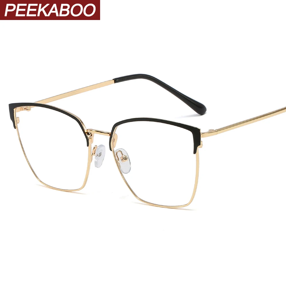 Peekaboo Ретро Металлические очки оправа кошачий глаз женские золотые черные