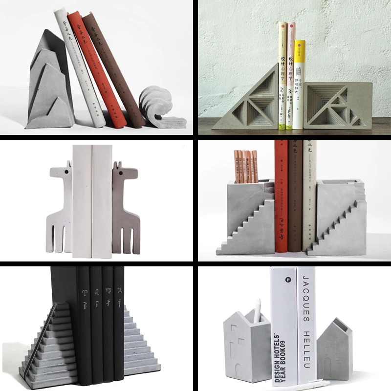 Креативные двойные маркеры бетонные книжные концы силиконовая форма домашние