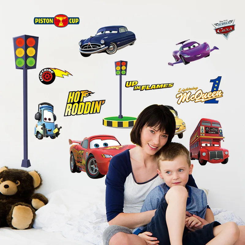 Cartoom 3D молния CarsWall декоративные наклейки для мальчиков спальни самоклеящиеся