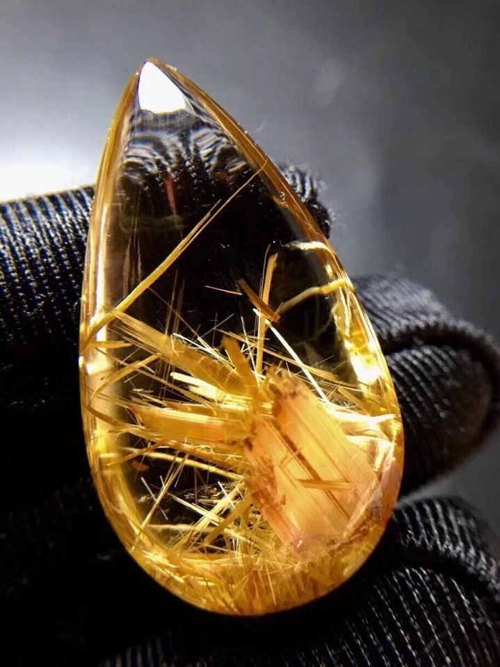 

Natural Gold Rutilated Quartz Wealthy Pendant 34*19*10.5mm Water Drop Gemstone Fashion Pendant Jewelry Genuine AAAAAA