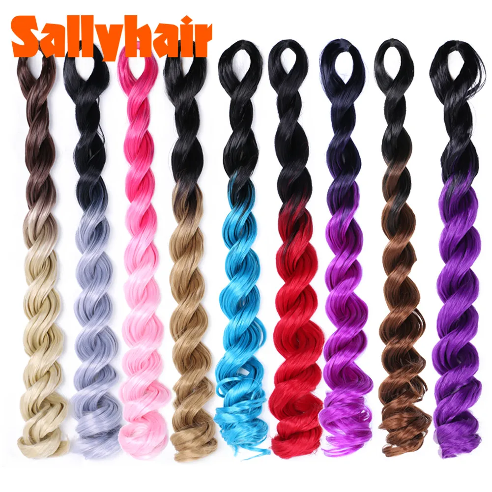 Волосы для наращивания Sallyhair волнистые косички синтетические Омбре цветные