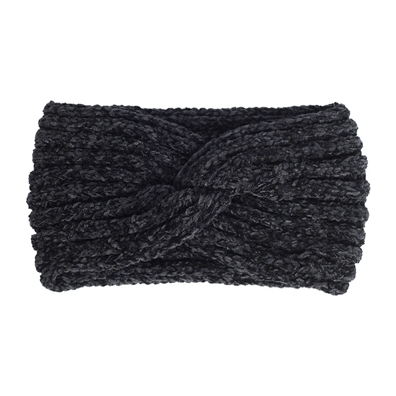 

Hair Accessories Woolen Knitted Headband Crochet Cross Chenille Headband Warmer Ear Twist Elastic Hair Bands