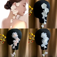 2021 new super fairy beautiful flower handmade head flower ear hanging sweet bridal headdress pictorial style earrings