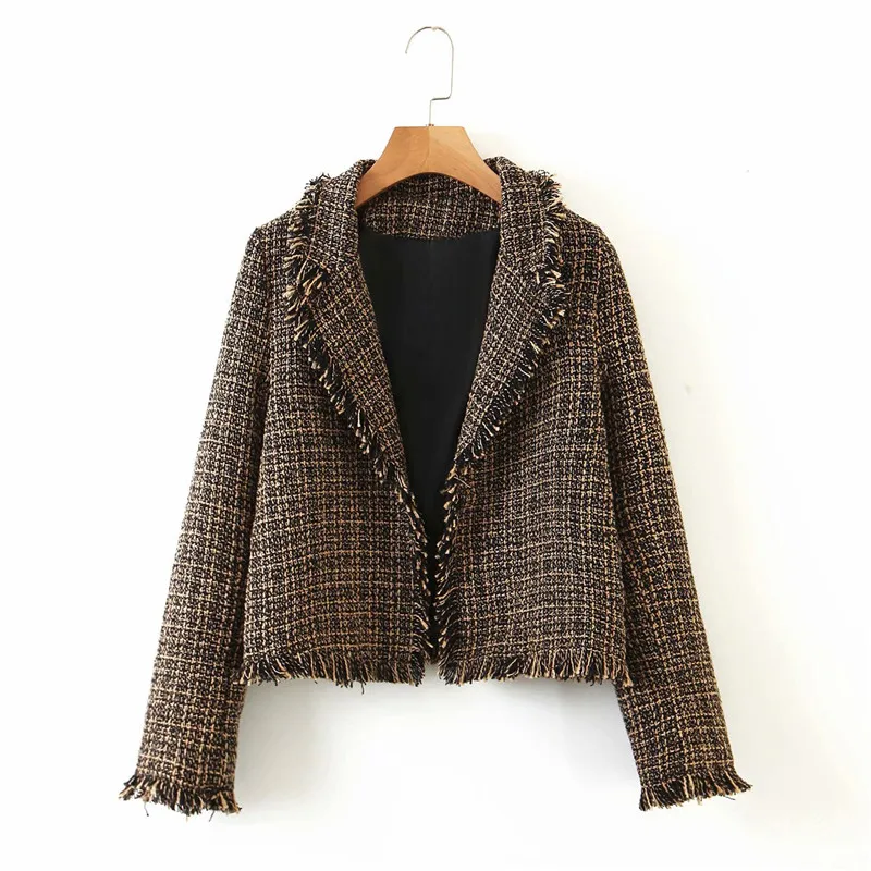 Женская Осенняя повседневная короткая куртка кофейного цвета верхняя одежда 2020