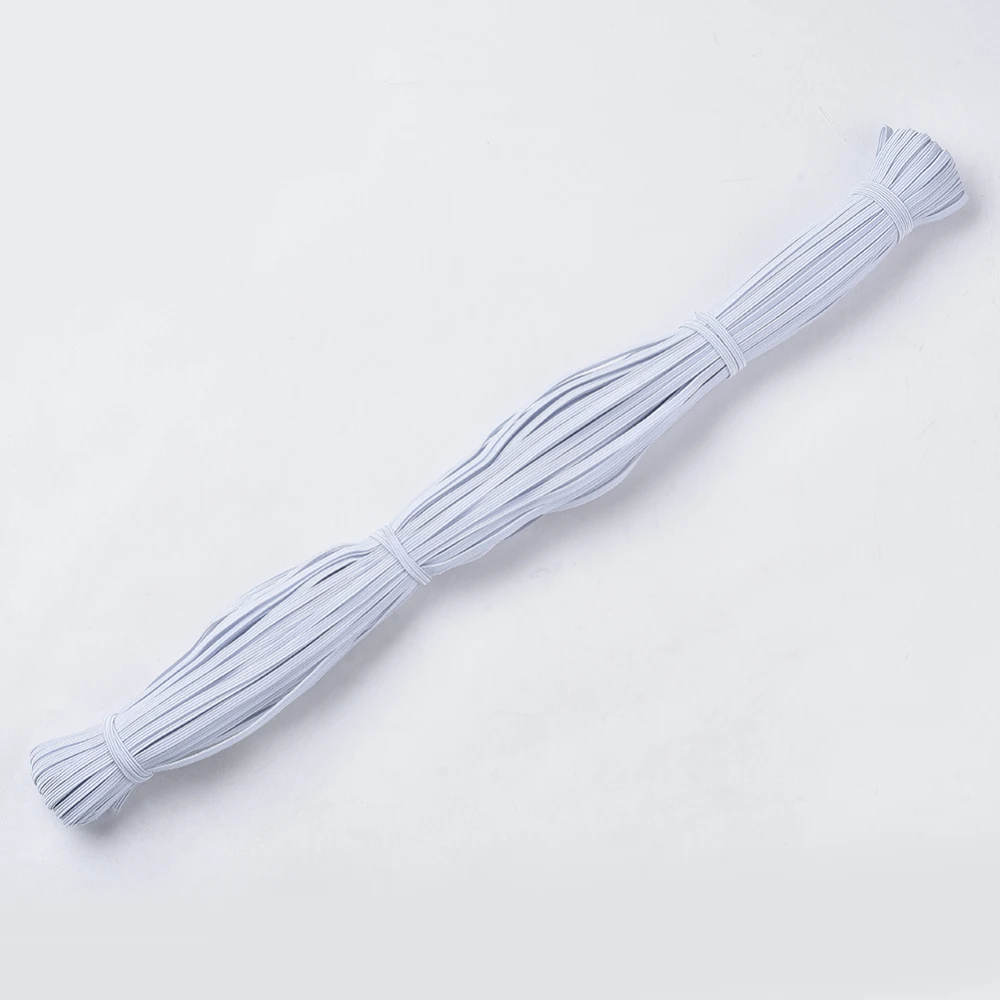 

1Bundle Flat Elastic Cord 4/5/6mm Mouth Cover Ear Tie Rope DIY Face Mask Ear Loop Cloth Garment Sewing Accessories Making white